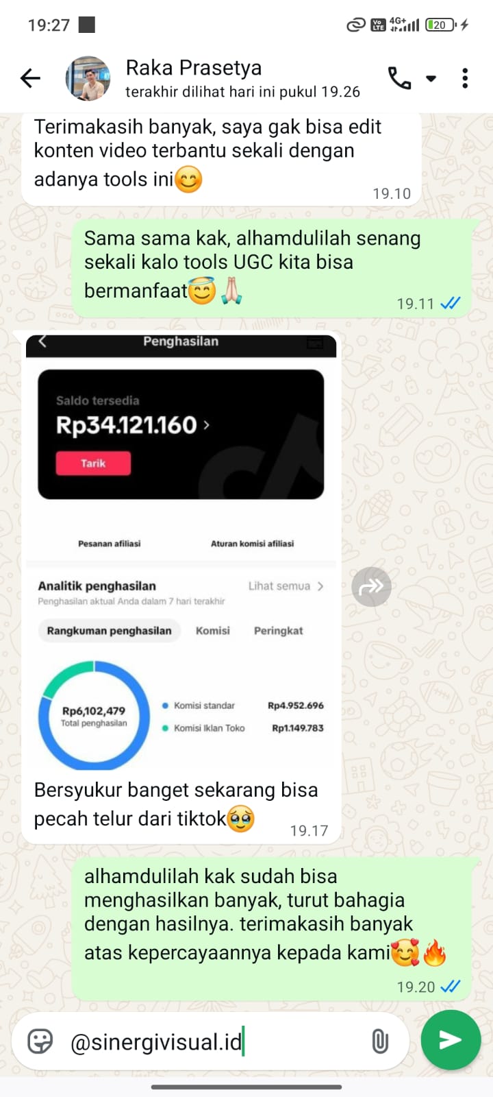 Testimoni Raka Prasetya - Saldo TikTok Rp34 Juta